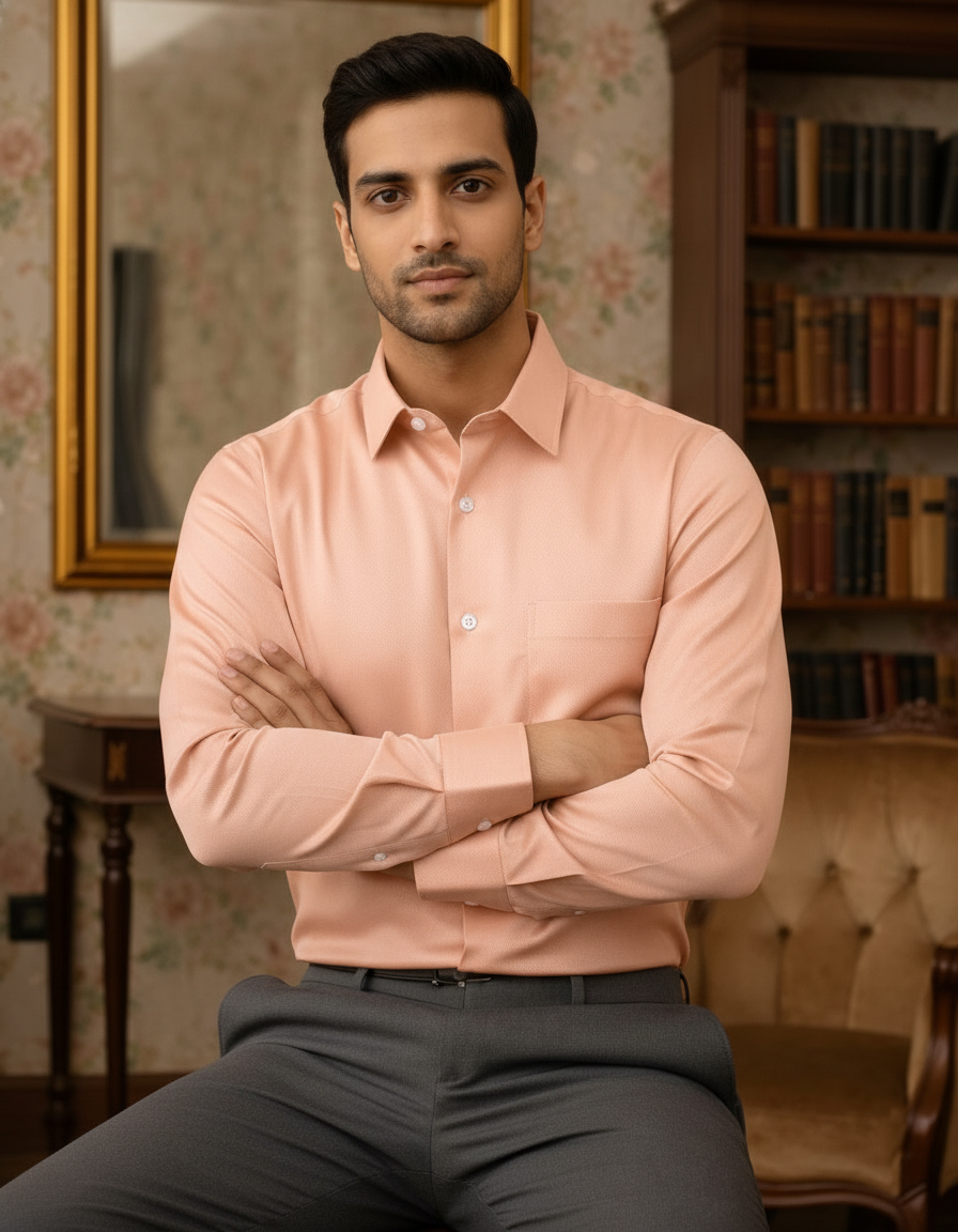 Orange Color Satin Cotton Shirt