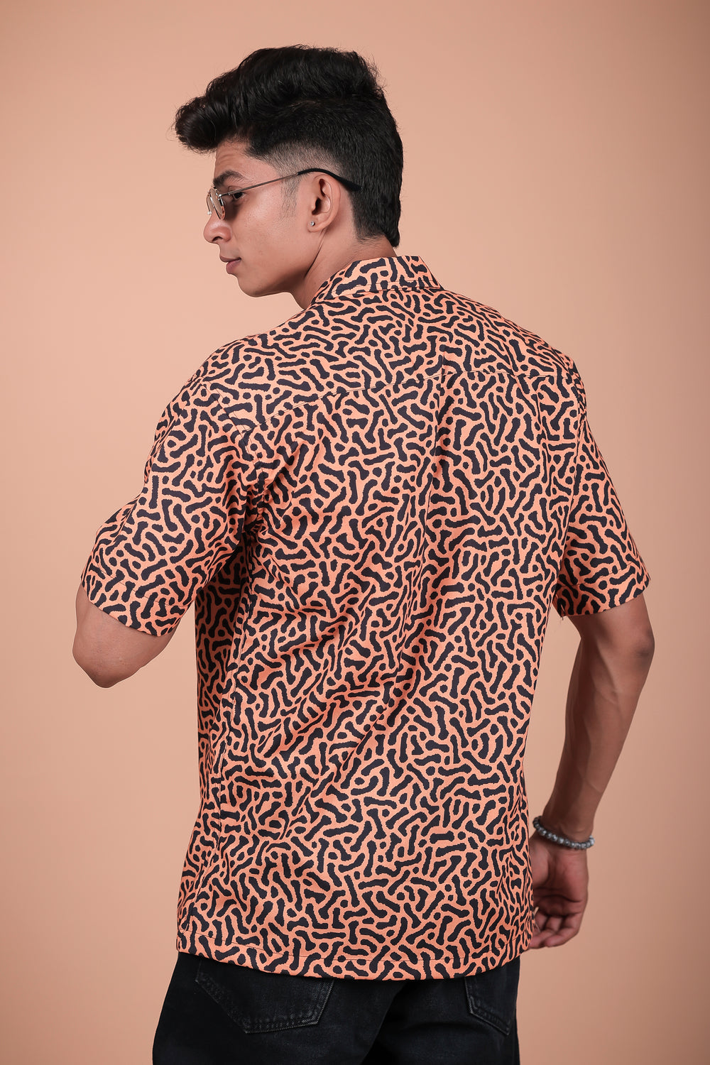 Orange Abstract Printed Half Sleeve Shirt