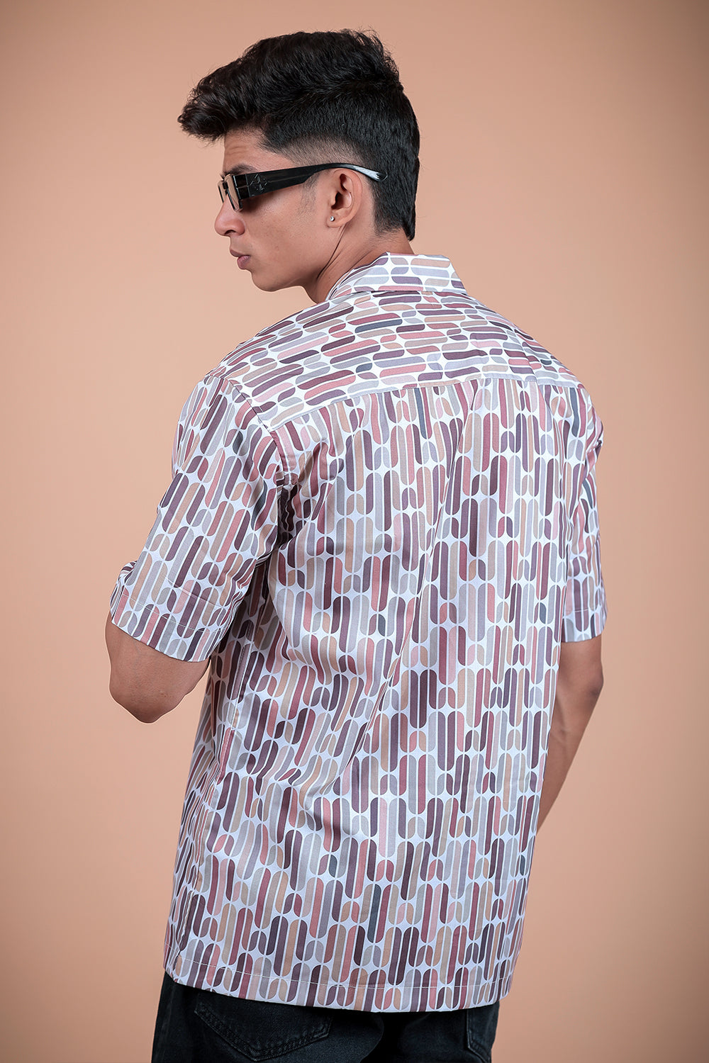 Off White Printed Half Sleeve Shirt