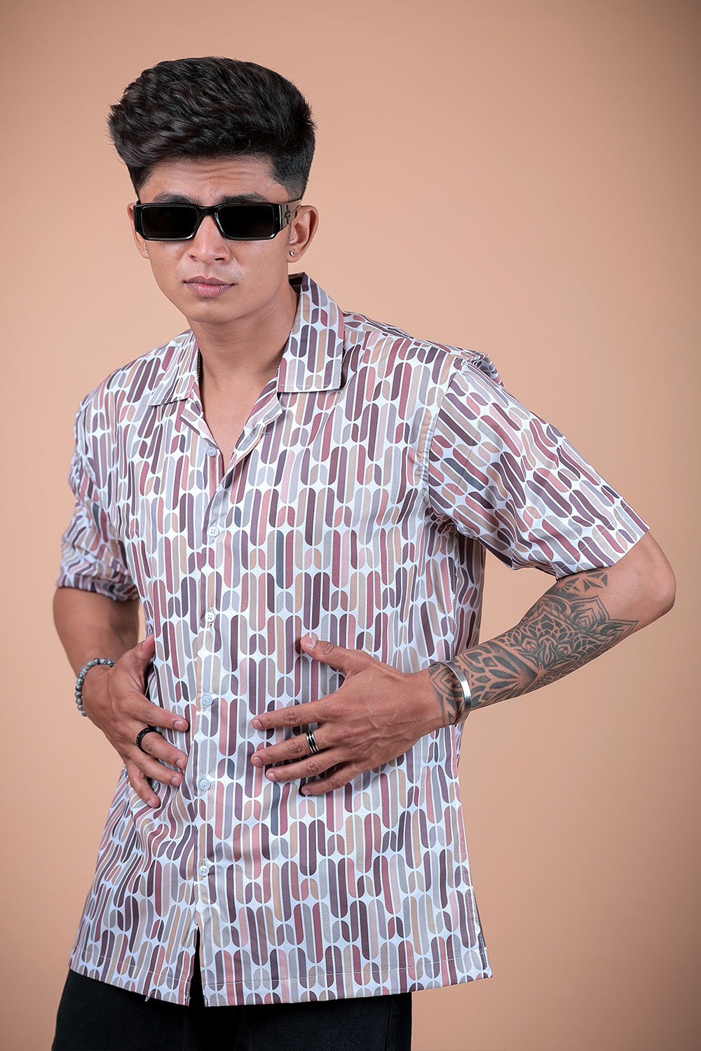 Off White Printed Half Sleeve Shirt