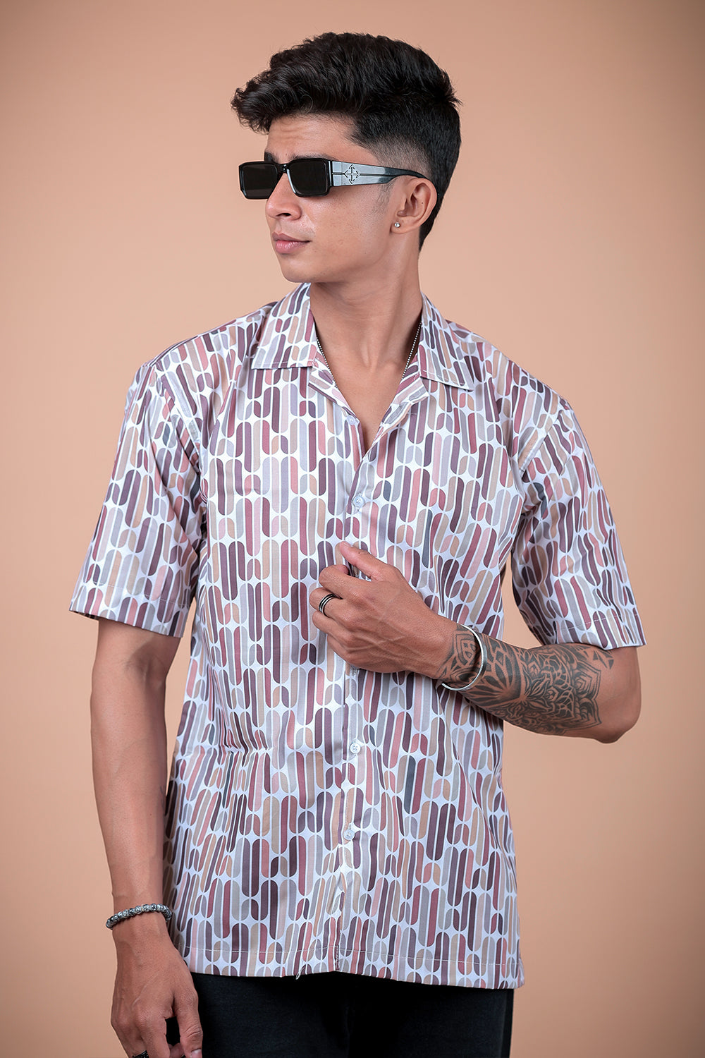 Off White Printed Half Sleeve Shirt