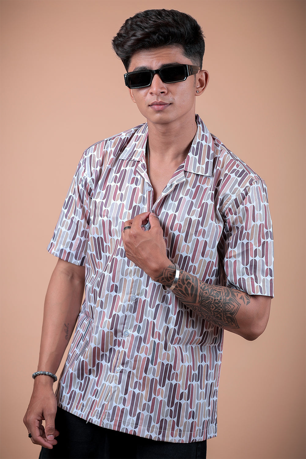 Off White Printed Half Sleeve Shirt