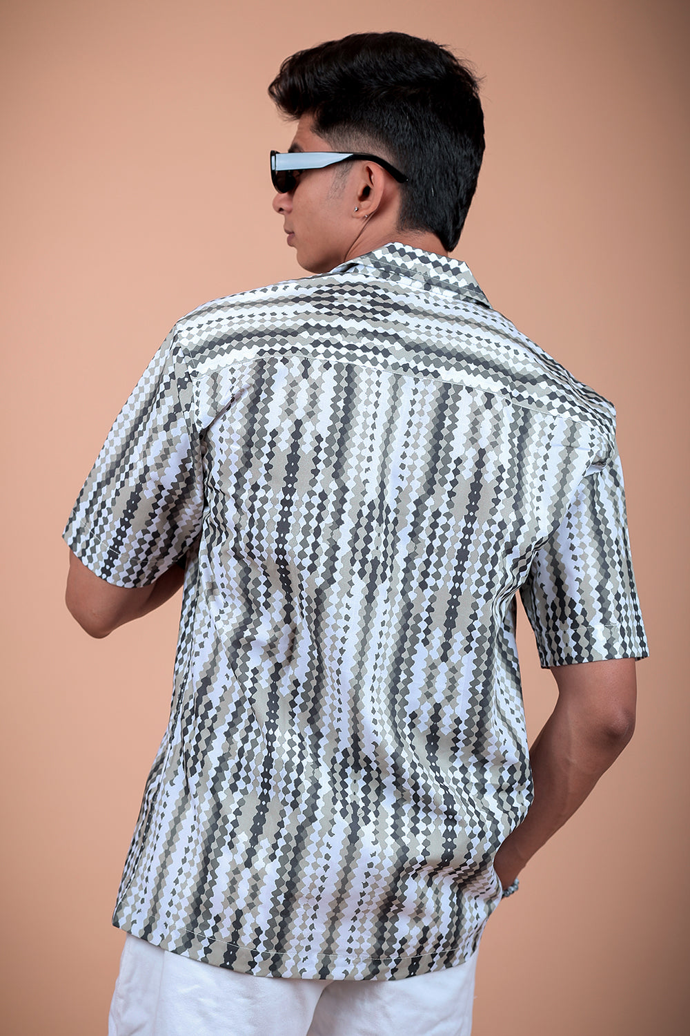 Olive Green Printed Half Sleeve Shirt