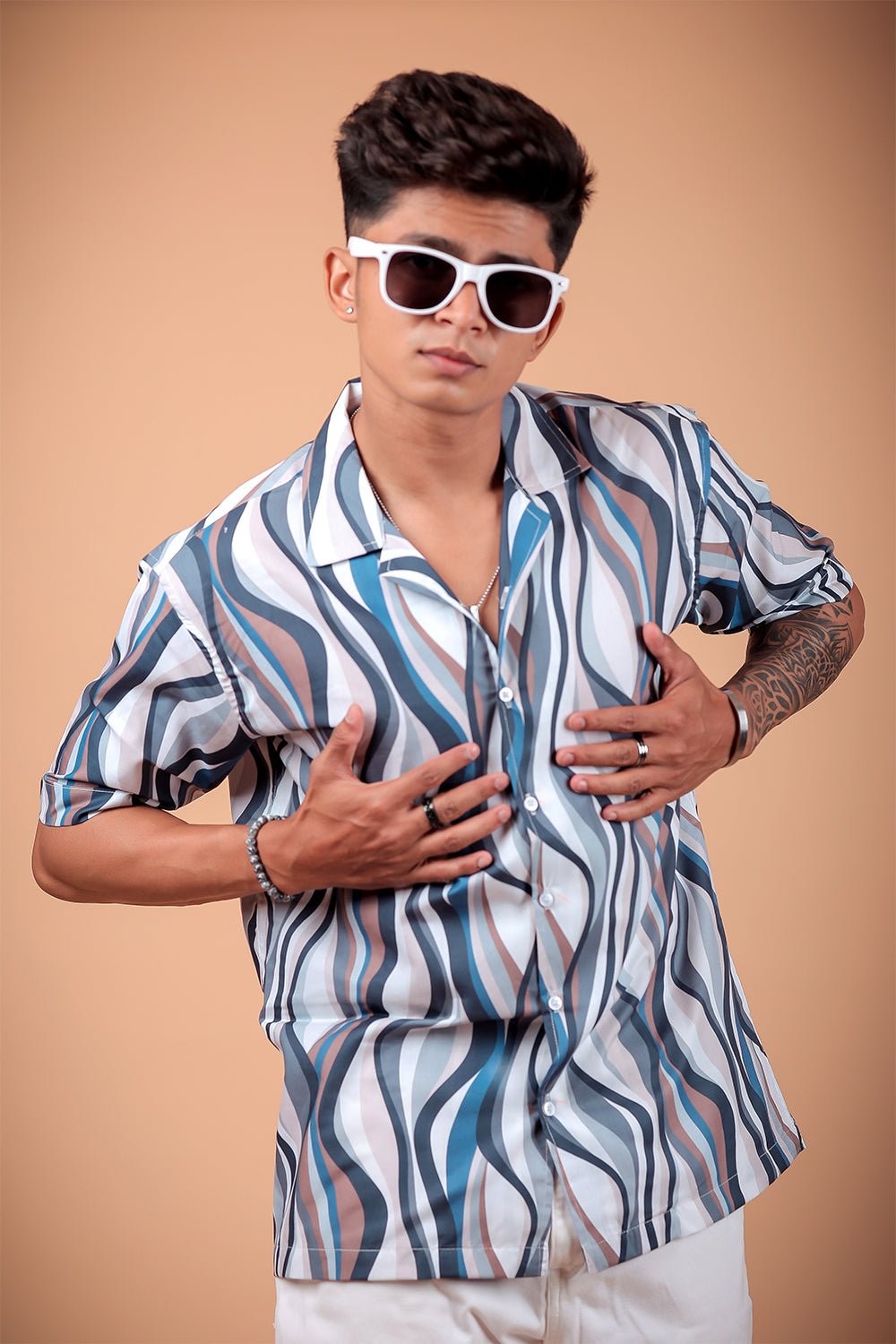 Blue Wave Printed Half Sleeve Shirt
