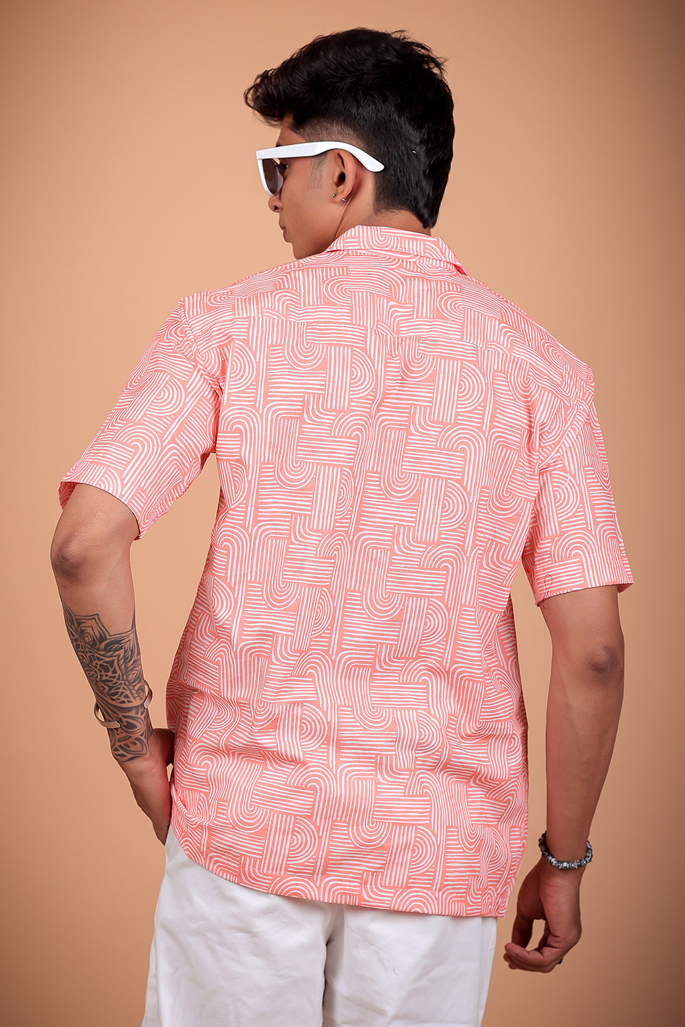 Orange Printed Half Sleeve Shirt