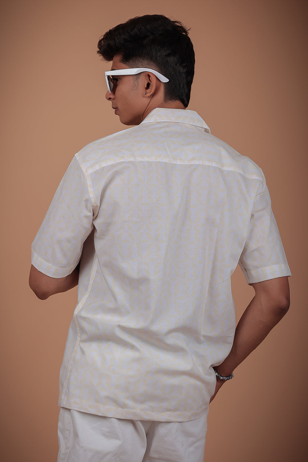 Off White Printed Half Sleeve Shirt