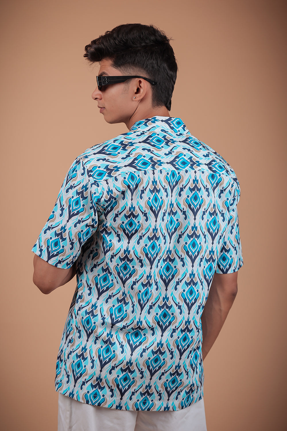 Blue Printed Half Sleeve Shirt