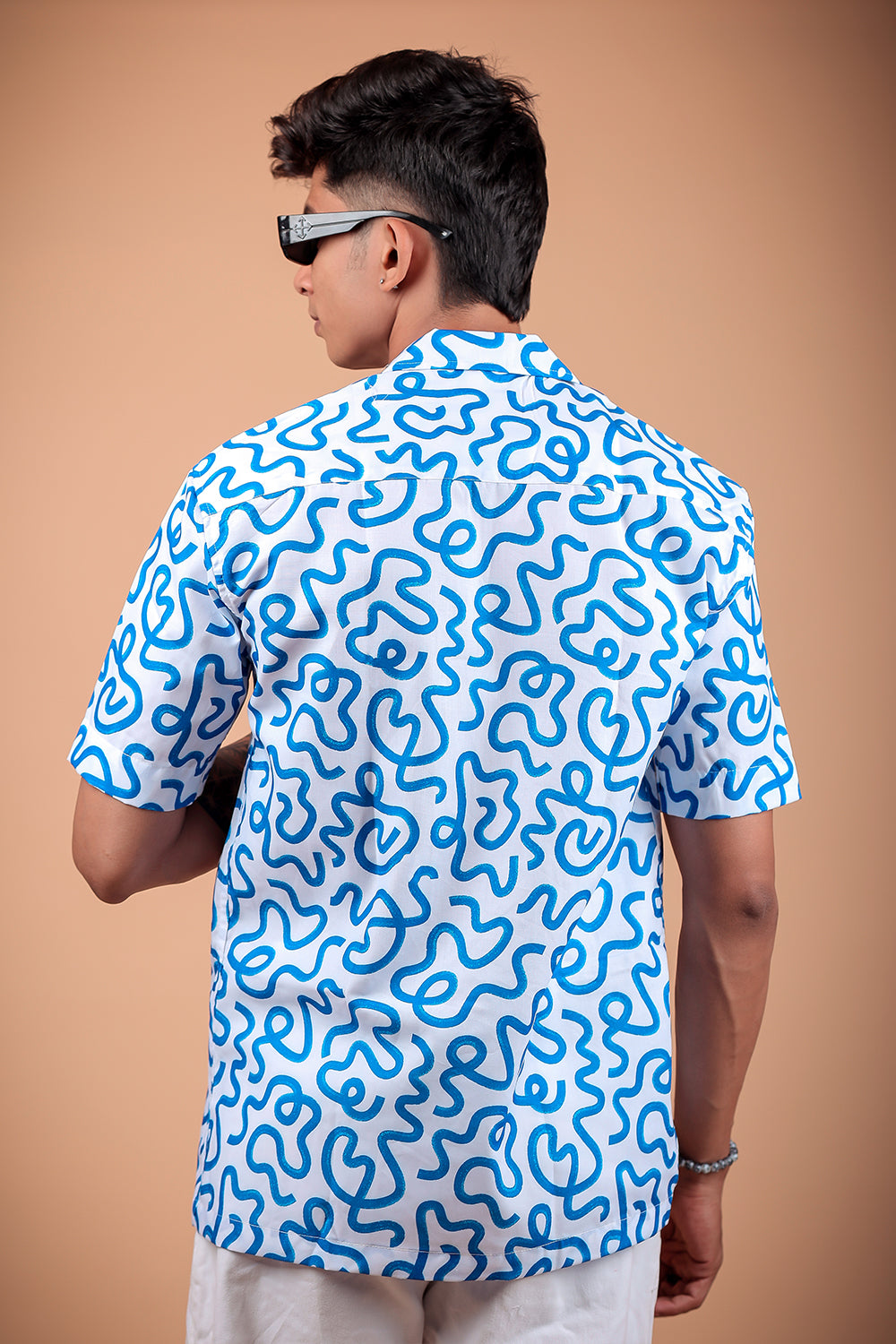 Blue Printed Half Sleeve Shirt