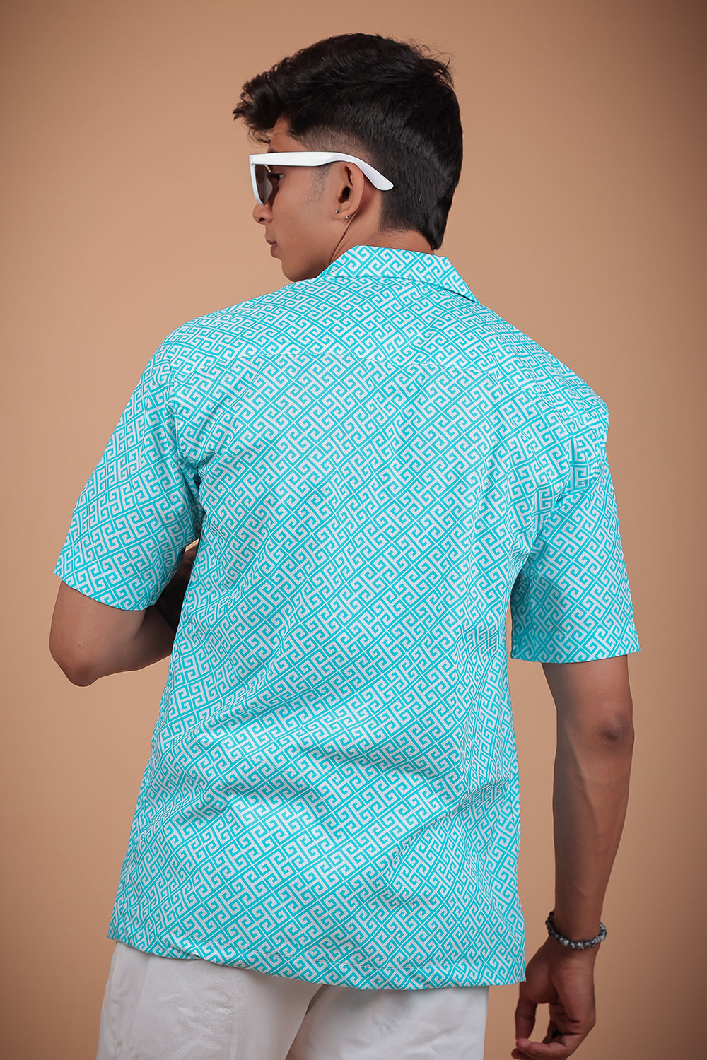 Sky Blue Printed Half Sleeve Shirt