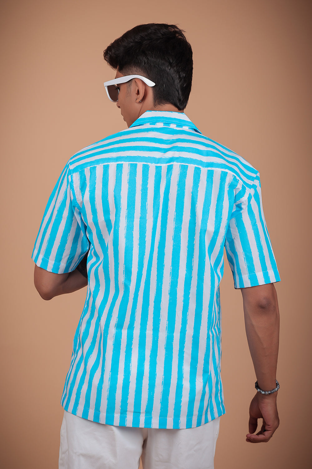 Sky Blue Printed Half Sleeve Shirt