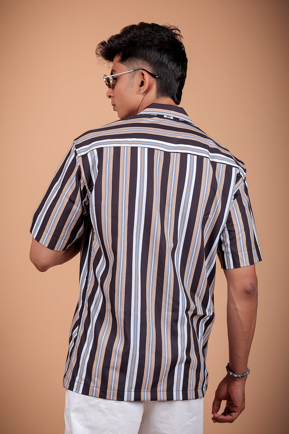 Black Striped Printed Half Sleeve Shirt