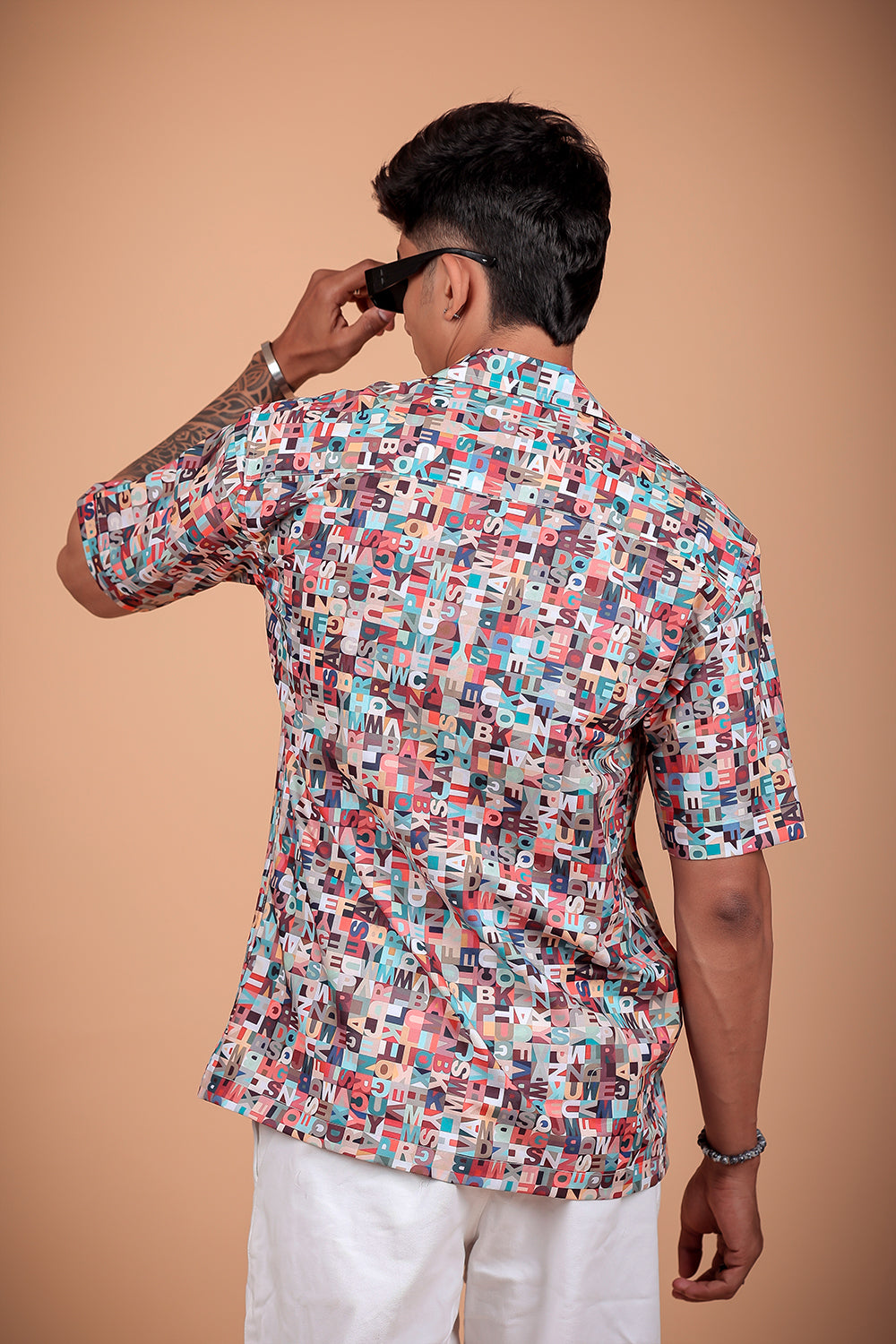Multicolor alphabet Printed Half Sleeve Shirt