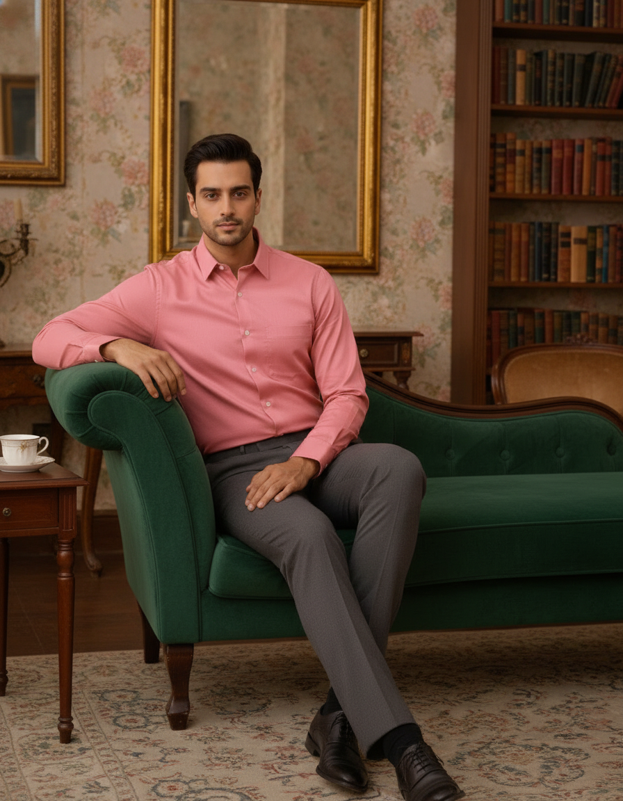 Peach Color Satin Cotton Shirt