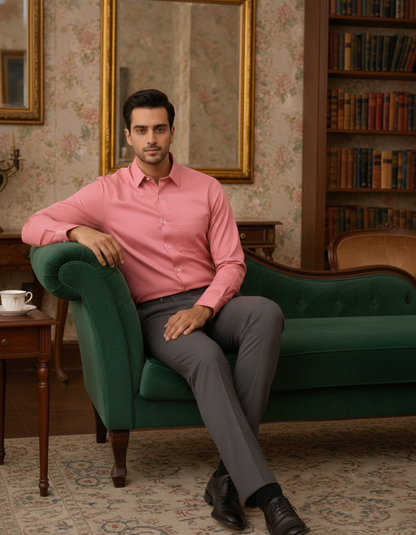 Peach Color Satin Cotton Shirt