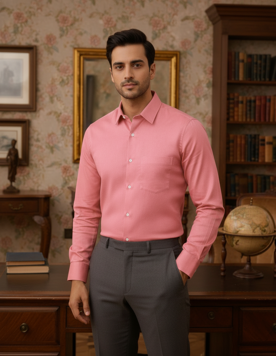 Peach Color Satin Cotton Shirt