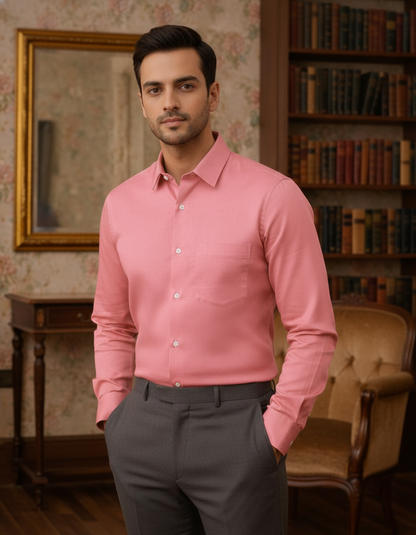 Peach Color Satin Cotton Shirt