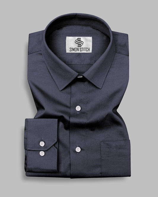 Dark Grey Color Satin Cotton Shirt