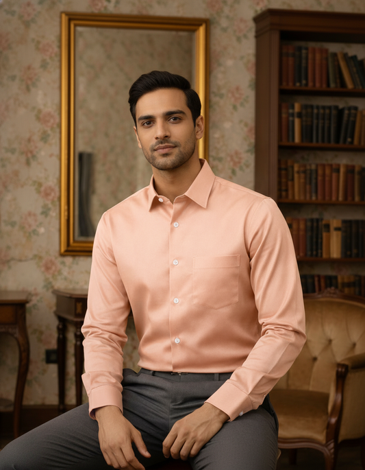 Orange Color Satin Cotton Shirt