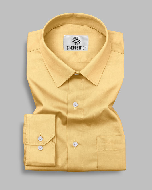 Yellow Color Satin Cotton Shirt