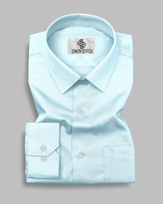 Sky Color Satin Cotton Shirt