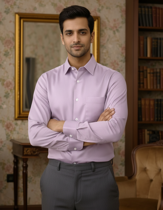 Lilac Purple Color Satin Cotton Shirt