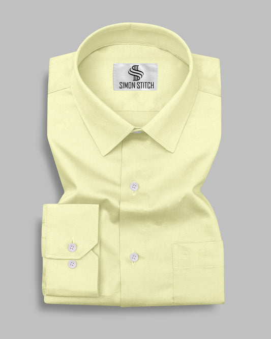 Lemon Yellow Color Satin Cotton Shirt