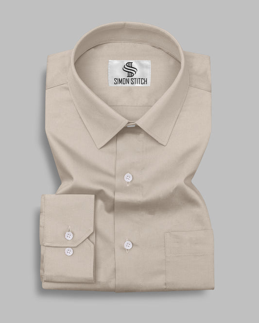 Light Brown Color Satin Cotton Shirt
