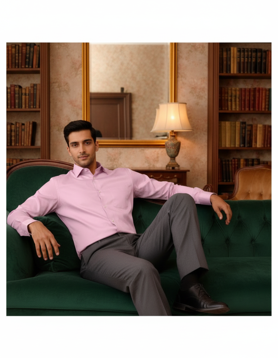 Pink Color Satin Cotton Shirt