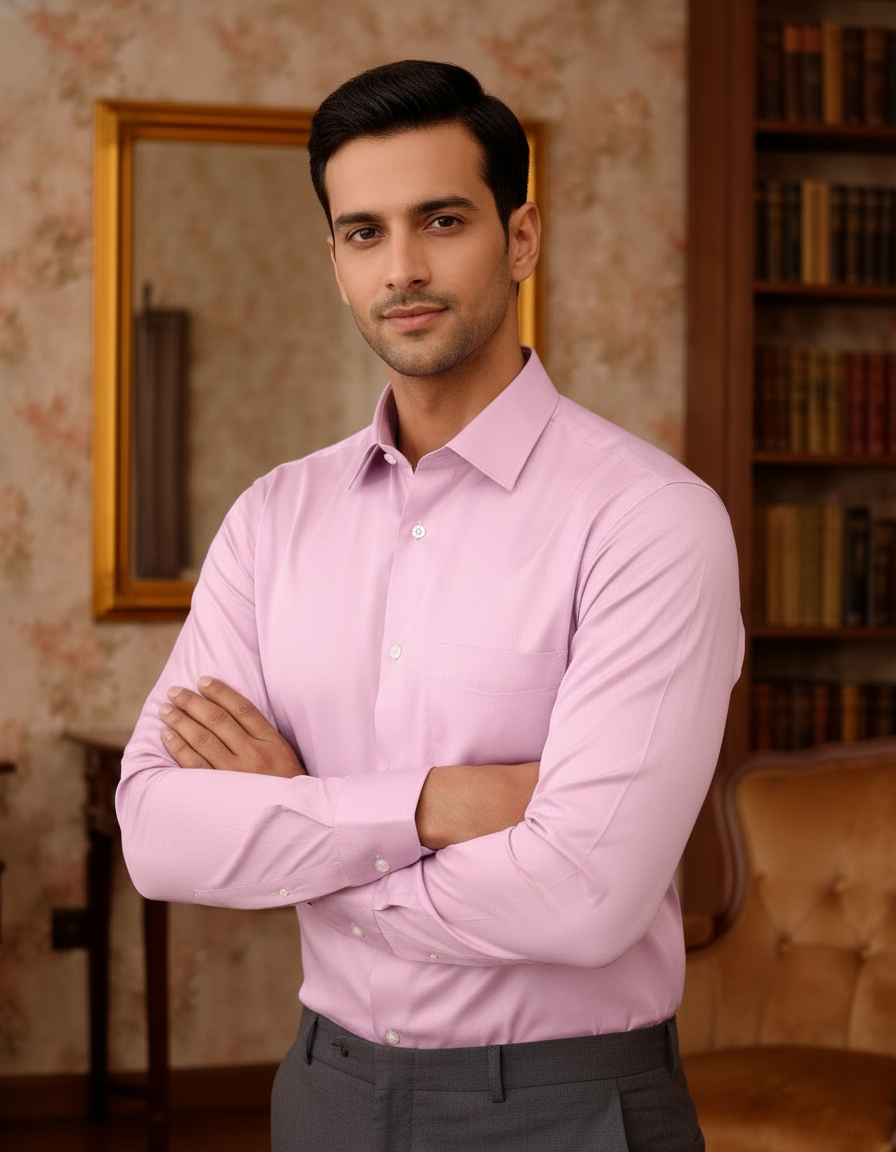 Pink Color Satin Cotton Shirt