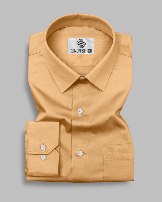 Mustard Yellow Color Satin Cotton Shirt