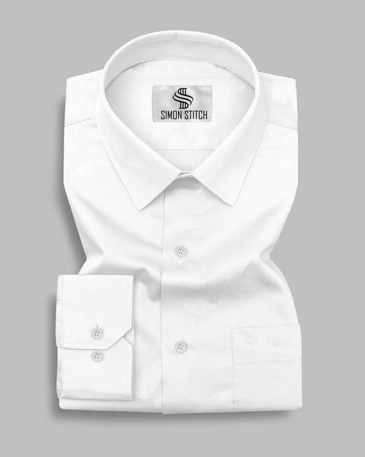 Classic White Color Satin Cotton Shirt