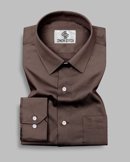Brown Color Satin Cotton Shirt