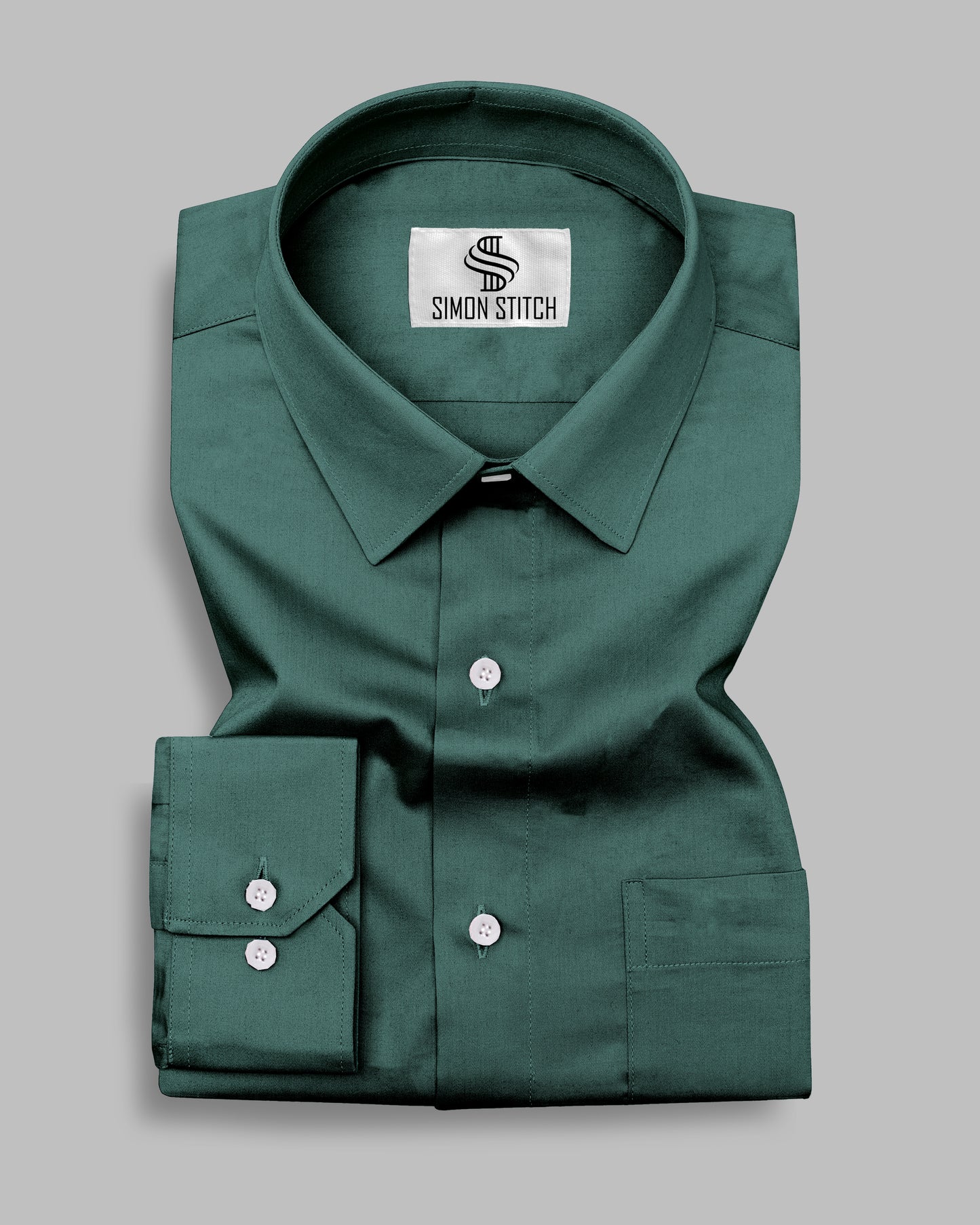 Dark Green Color Satin Cotton Shirt