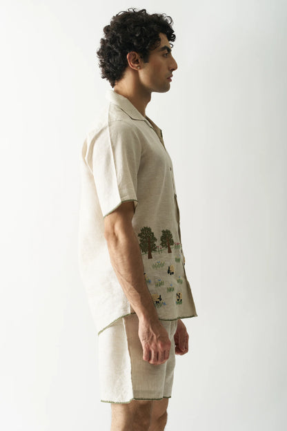 LAZY SHEEP - HAND EMBROIDERED PURE LINEN CO-ORD SET