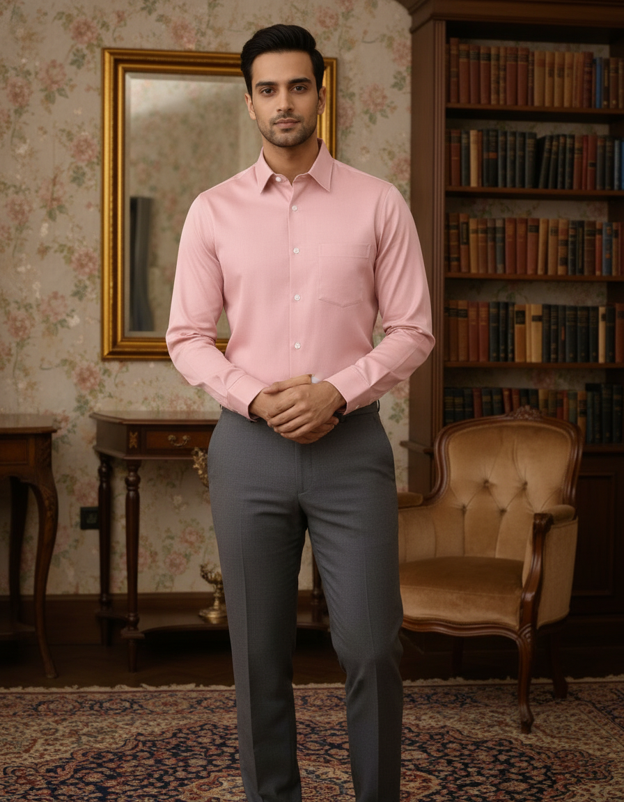 Peach Color Satin Cotton Shirt