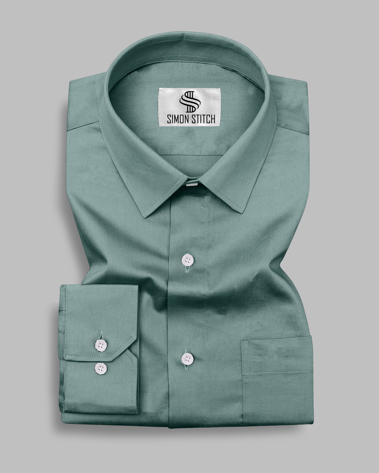 Olive Green Color Satin Cotton Shirt
