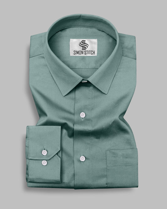 Olive Green Color Satin Cotton Shirt