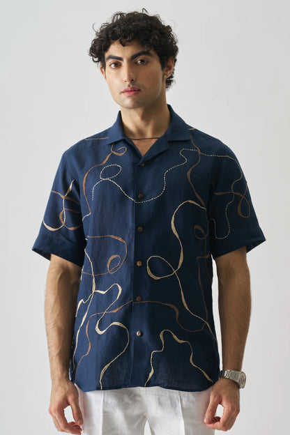 IMPERIAL ACCENT - HAND EMBROIDERED PURE LINEN SHIRT