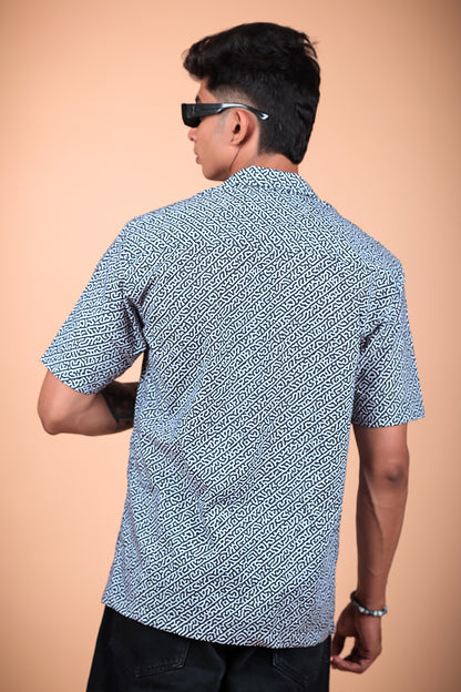 Black And White Printed Half Sleeve Shirt