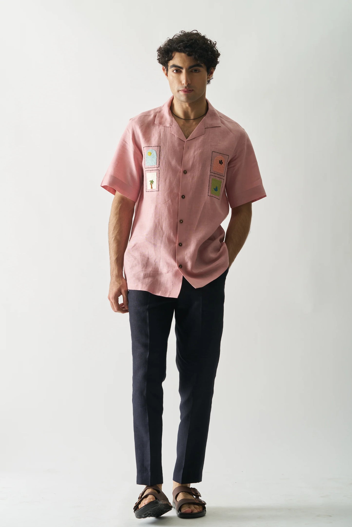 ISLAND ESCAPE - HAND EMBROIDERED PURE LINEN SHIRT