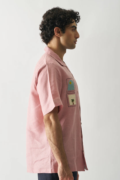 ISLAND ESCAPE - HAND EMBROIDERED PURE LINEN SHIRT