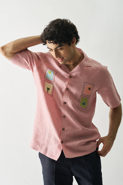 ISLAND ESCAPE - HAND EMBROIDERED PURE LINEN SHIRT