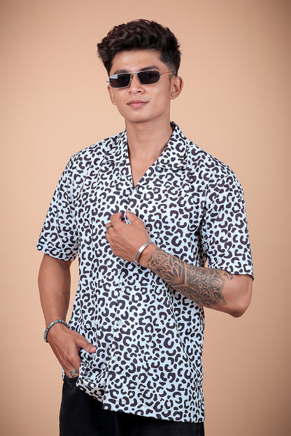 Black And White Printed Half Sleeve Shirt