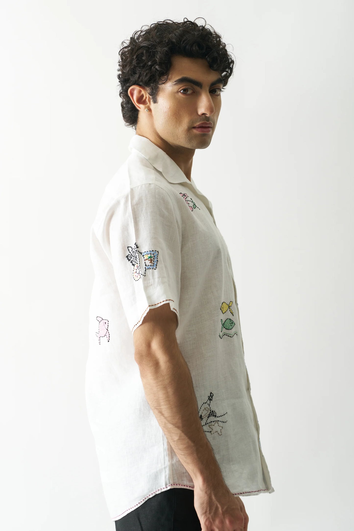 BEACH BLISS - HAND EMBROIDERED PURE LINEN SHIRT