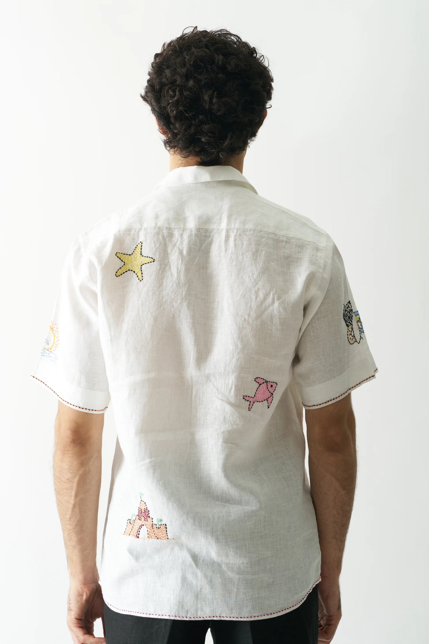 BEACH BLISS - HAND EMBROIDERED PURE LINEN SHIRT