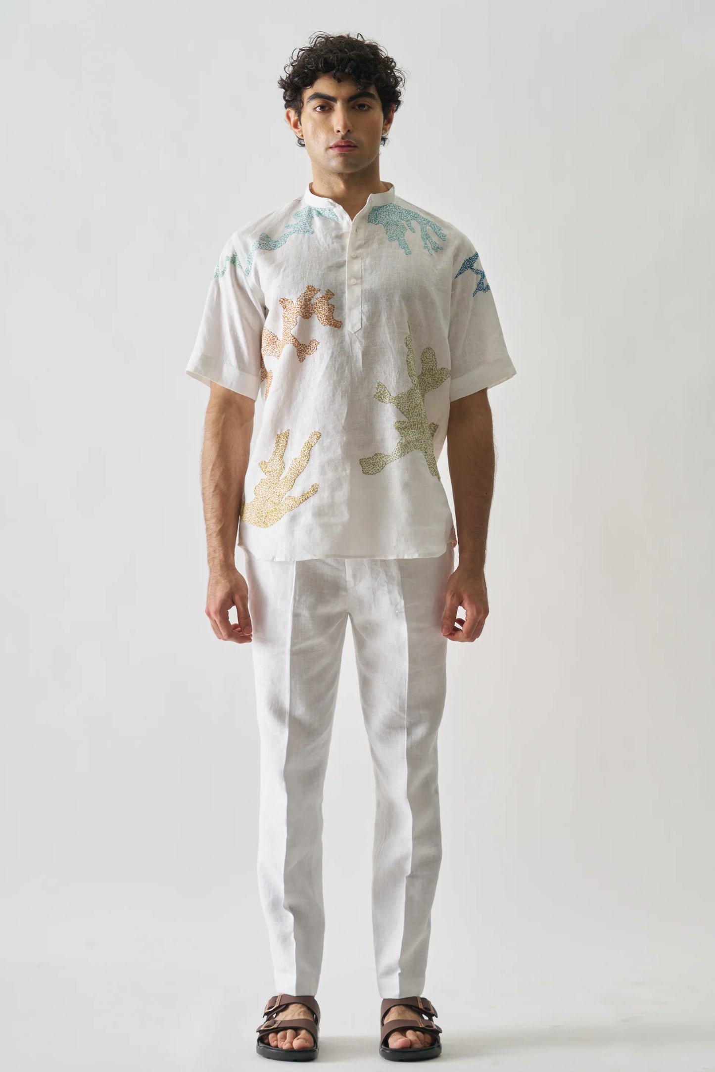 CANVAS OF COLORS - HAND EMBROIDERED PURE LINEN SHIRT