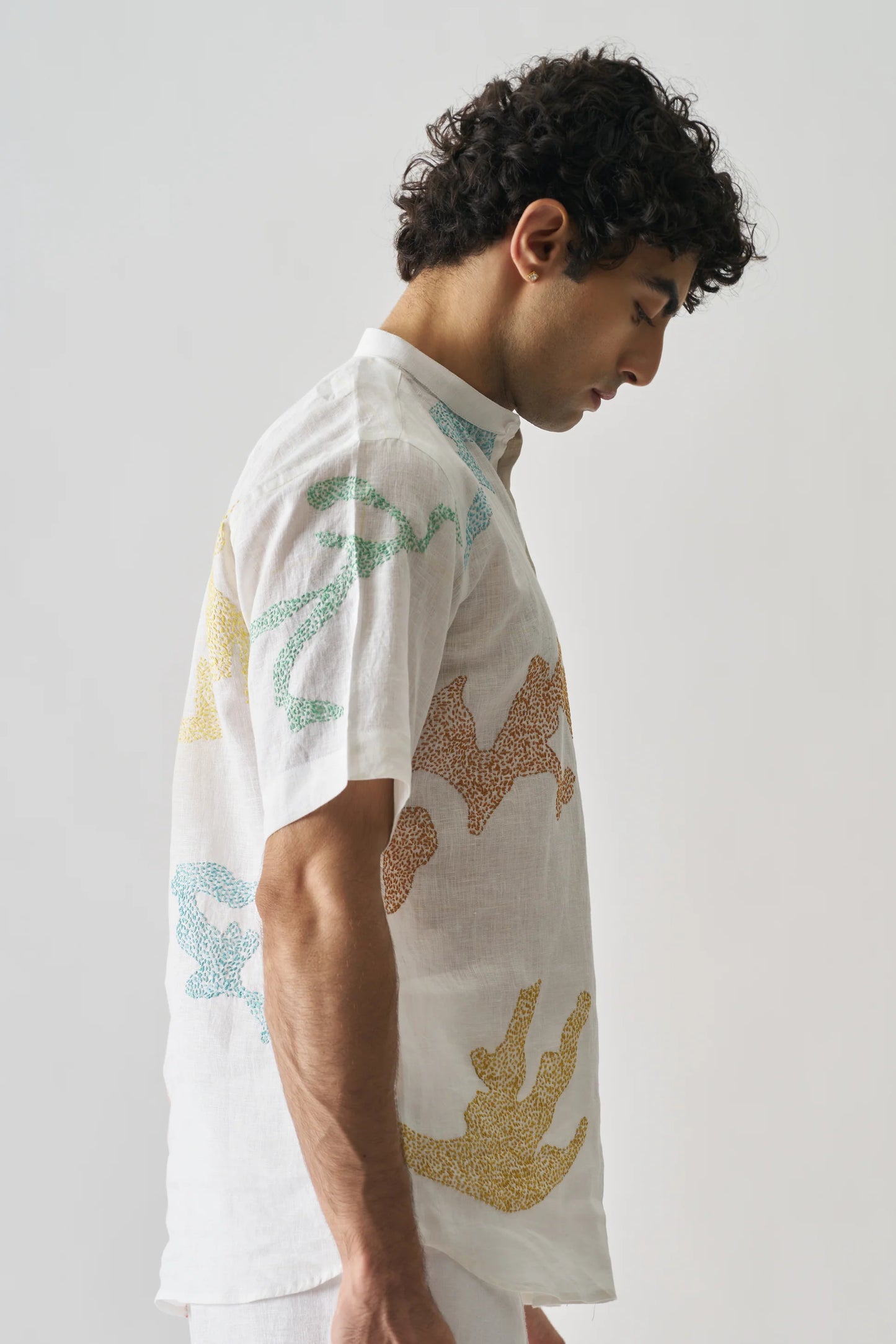 CANVAS OF COLORS - HAND EMBROIDERED PURE LINEN SHIRT