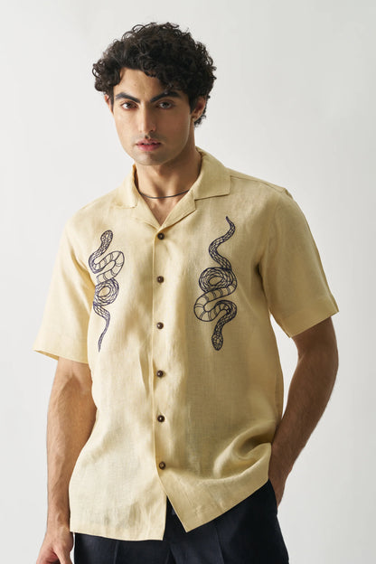 VENOMOUS AESTHETIC - HAND EMBROIDERED PURE LINEN SHIRT