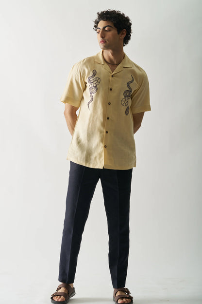 VENOMOUS AESTHETIC - HAND EMBROIDERED PURE LINEN SHIRT