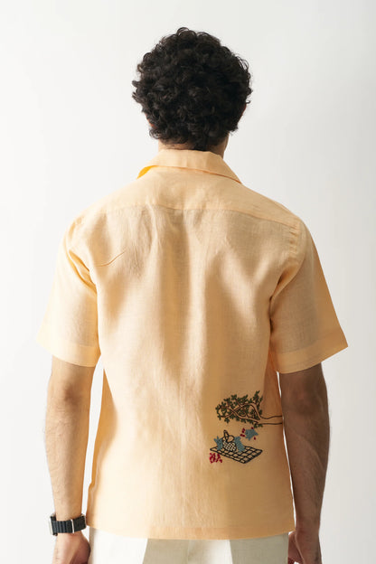 RABBIT'S WONDERLAND - HAND EMBROIDERED PURE LINEN SHIRT